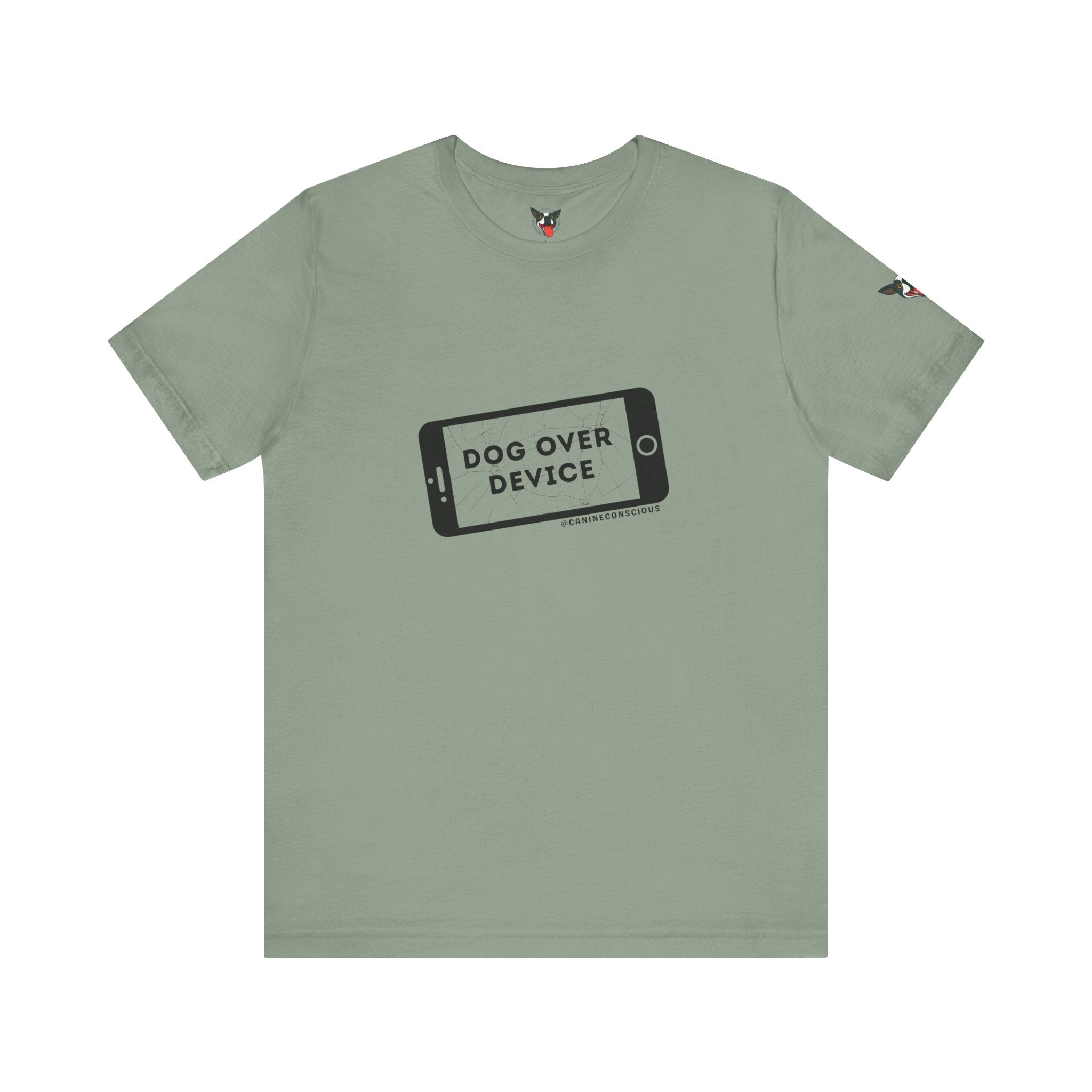 Dog Over Device Tee, Motivational Short Sleeve Shirt, Dog Lover Merchandise, Casual Everyday Wear, Animal Advocacy Apparel