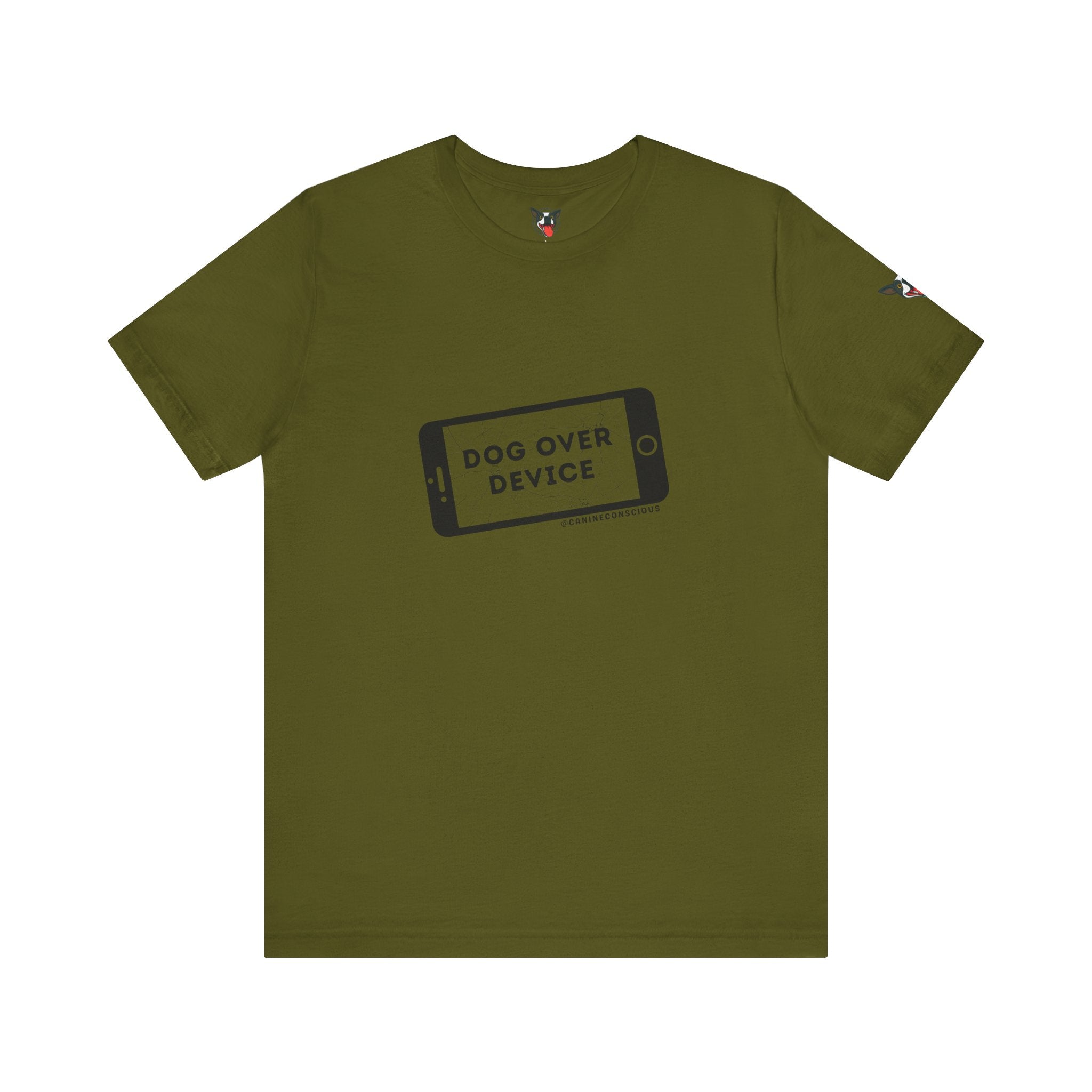 Dog Over Device Tee, Motivational Short Sleeve Shirt, Dog Lover Merchandise, Casual Everyday Wear, Animal Advocacy Apparel