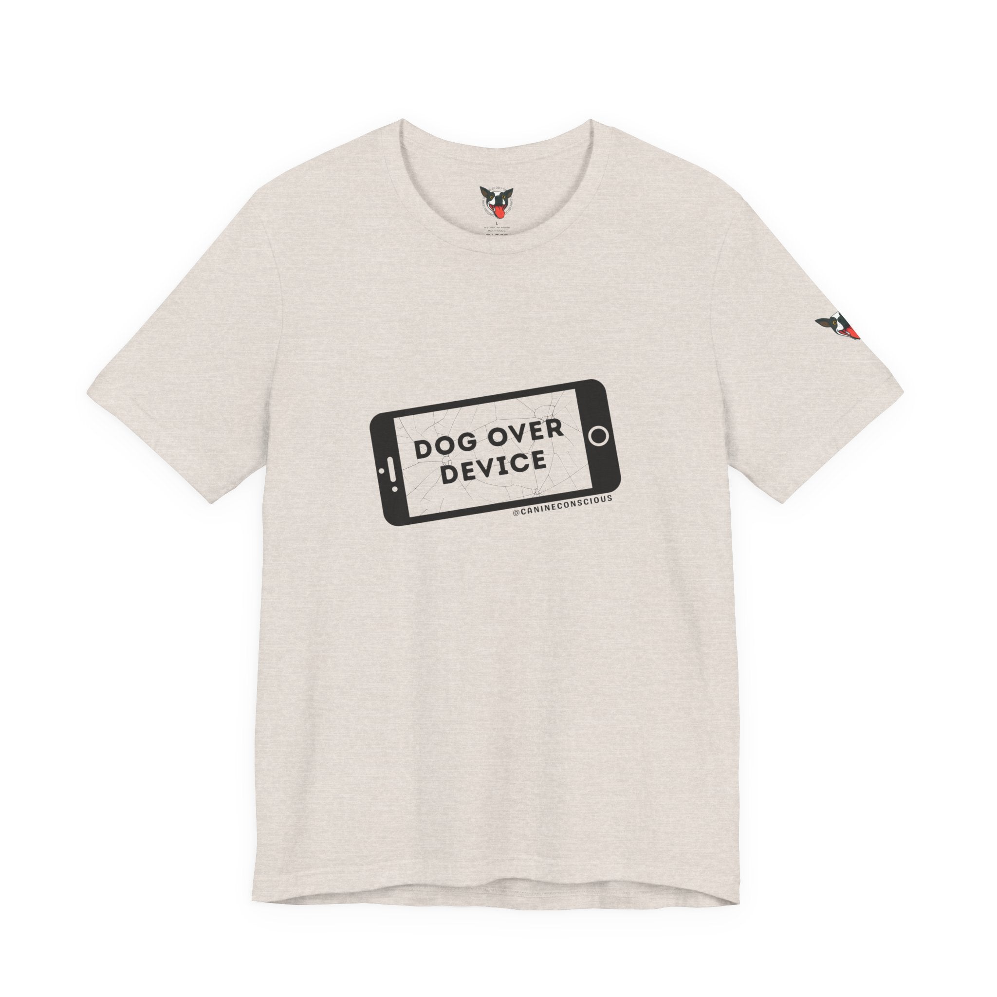 Dog Over Device Tee, Motivational Short Sleeve Shirt, Dog Lover Merchandise, Casual Everyday Wear, Animal Advocacy Apparel