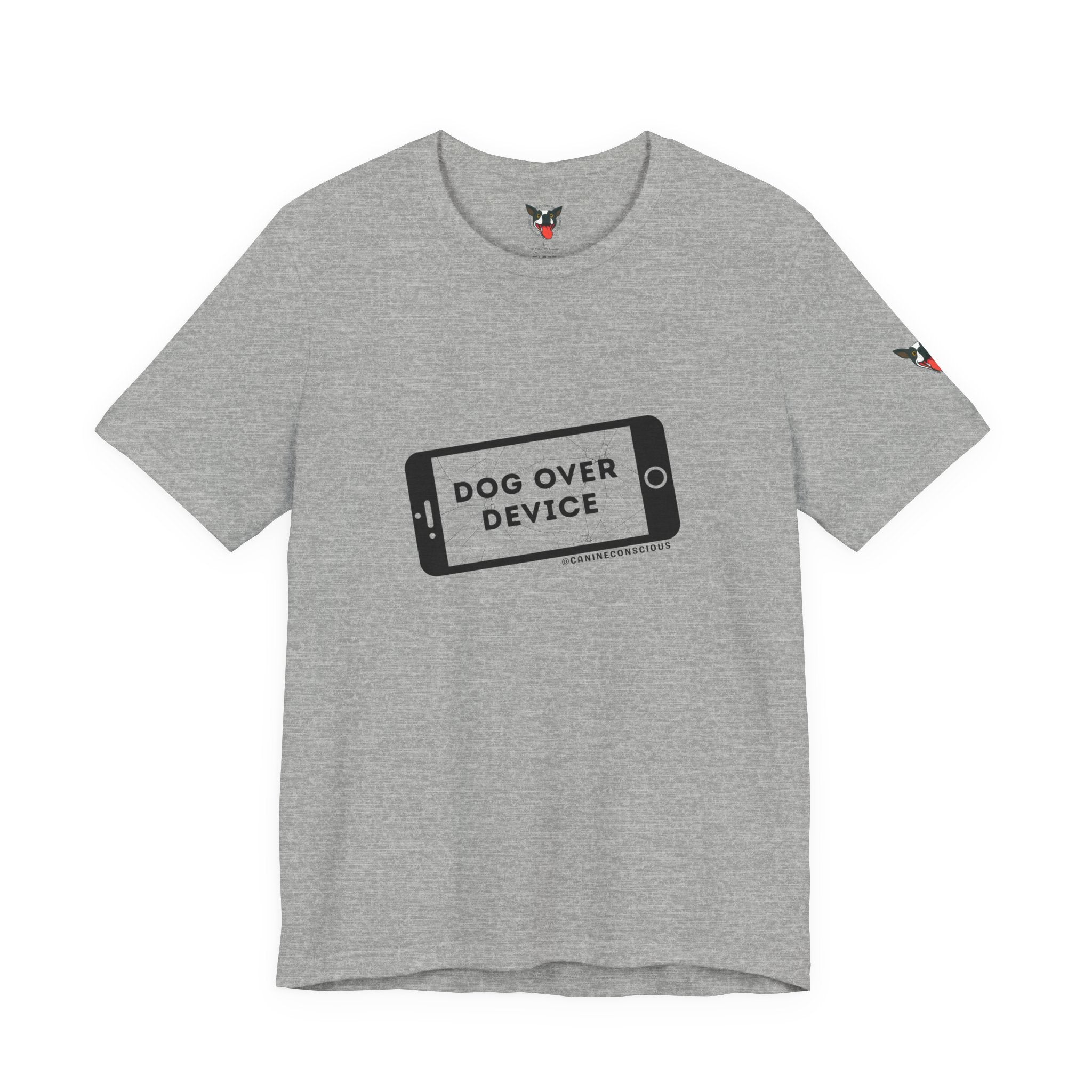 Dog Over Device Tee, Motivational Short Sleeve Shirt, Dog Lover Merchandise, Casual Everyday Wear, Animal Advocacy Apparel