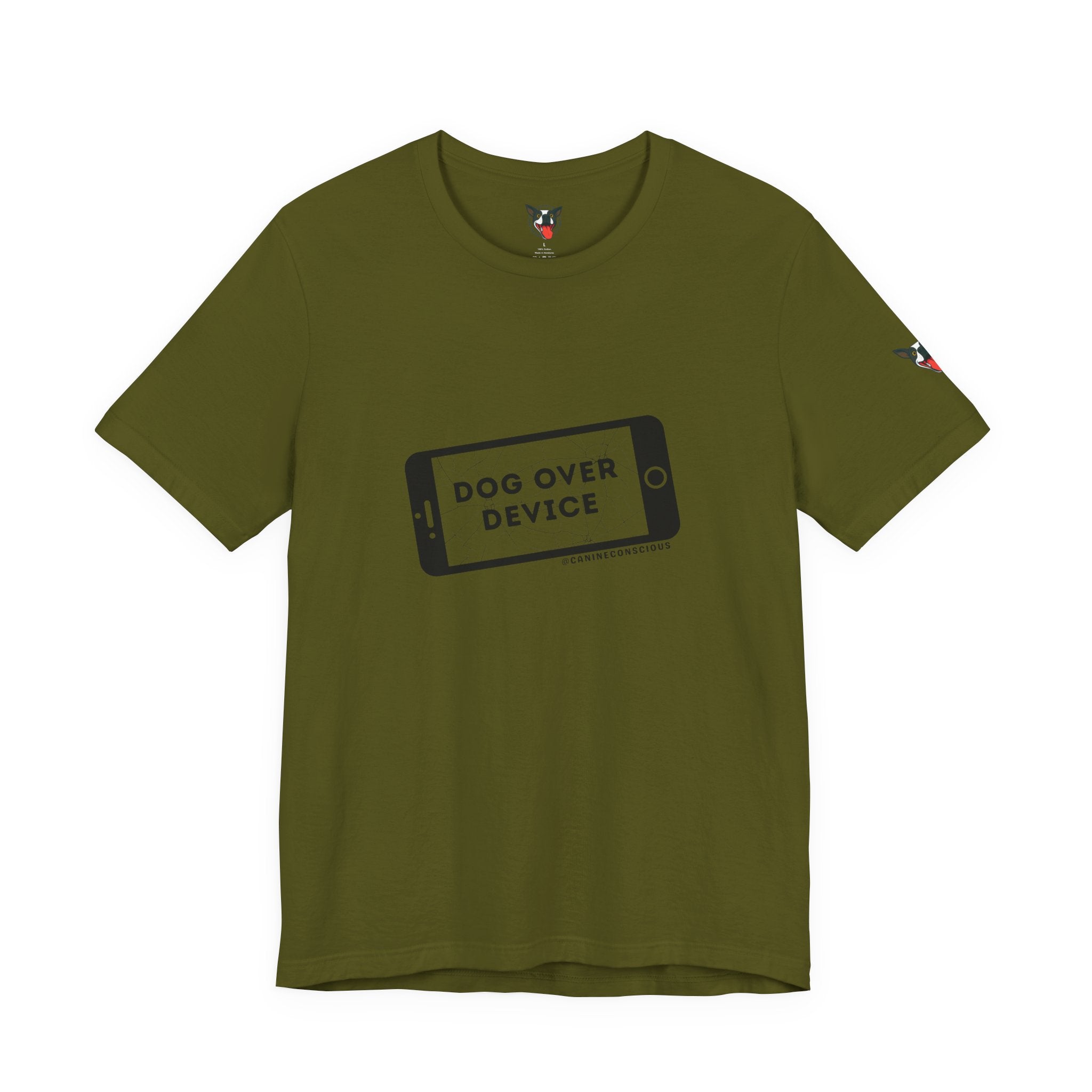 Dog Over Device Tee, Motivational Short Sleeve Shirt, Dog Lover Merchandise, Casual Everyday Wear, Animal Advocacy Apparel