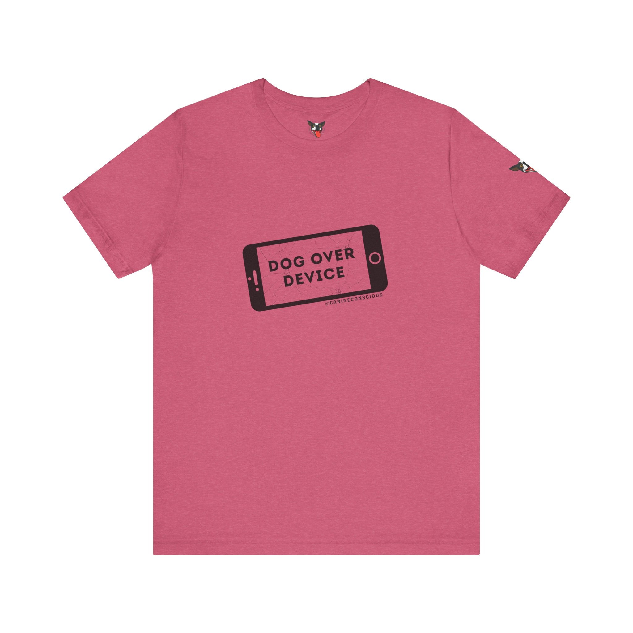 Dog Over Device Tee, Motivational Short Sleeve Shirt, Dog Lover Merchandise, Casual Everyday Wear, Animal Advocacy Apparel