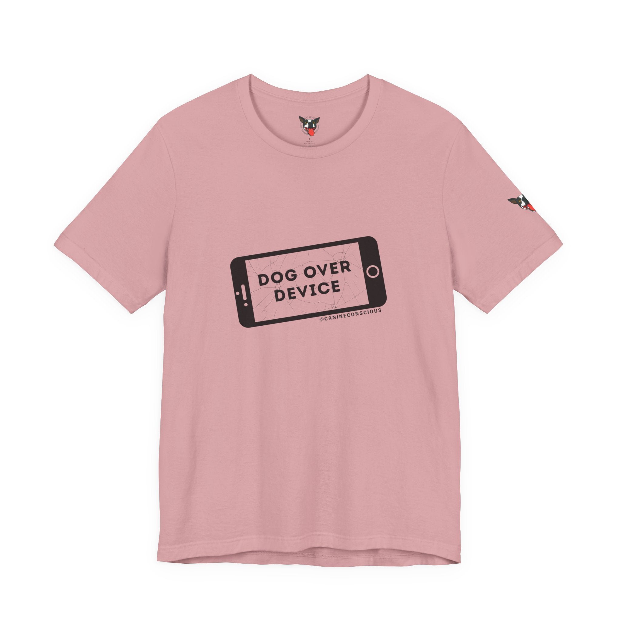 Dog Over Device Tee, Motivational Short Sleeve Shirt, Dog Lover Merchandise, Casual Everyday Wear, Animal Advocacy Apparel