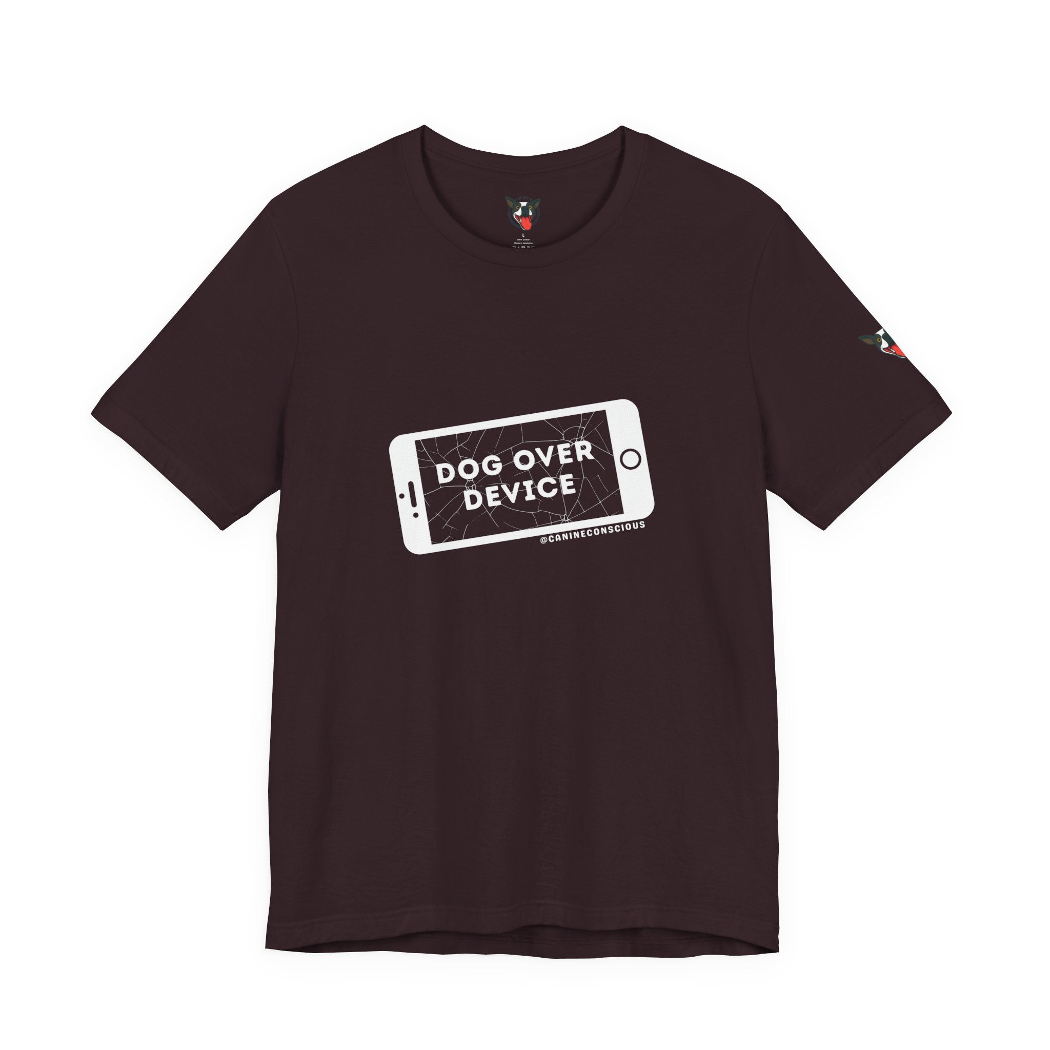 Dog Over Device Tee, Motivational Short Sleeve Shirt, Dog Lover Merchandise, Casual Everyday Wear, Animal Advocacy Apparel