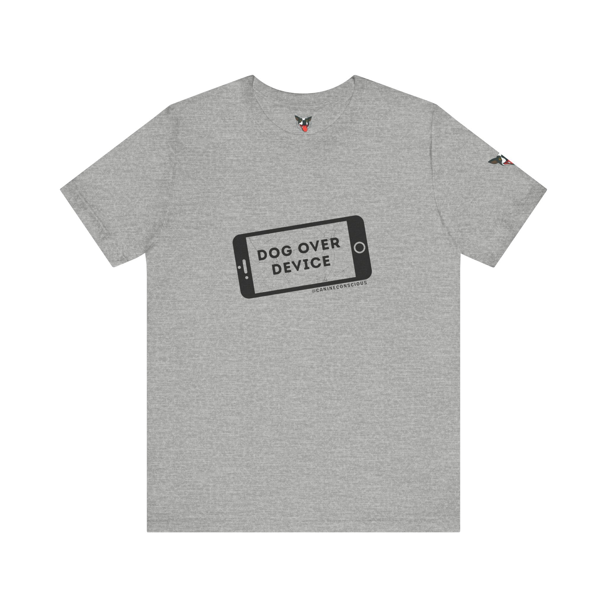 Dog Over Device Tee, Motivational Short Sleeve Shirt, Dog Lover Merchandise, Casual Everyday Wear, Animal Advocacy Apparel