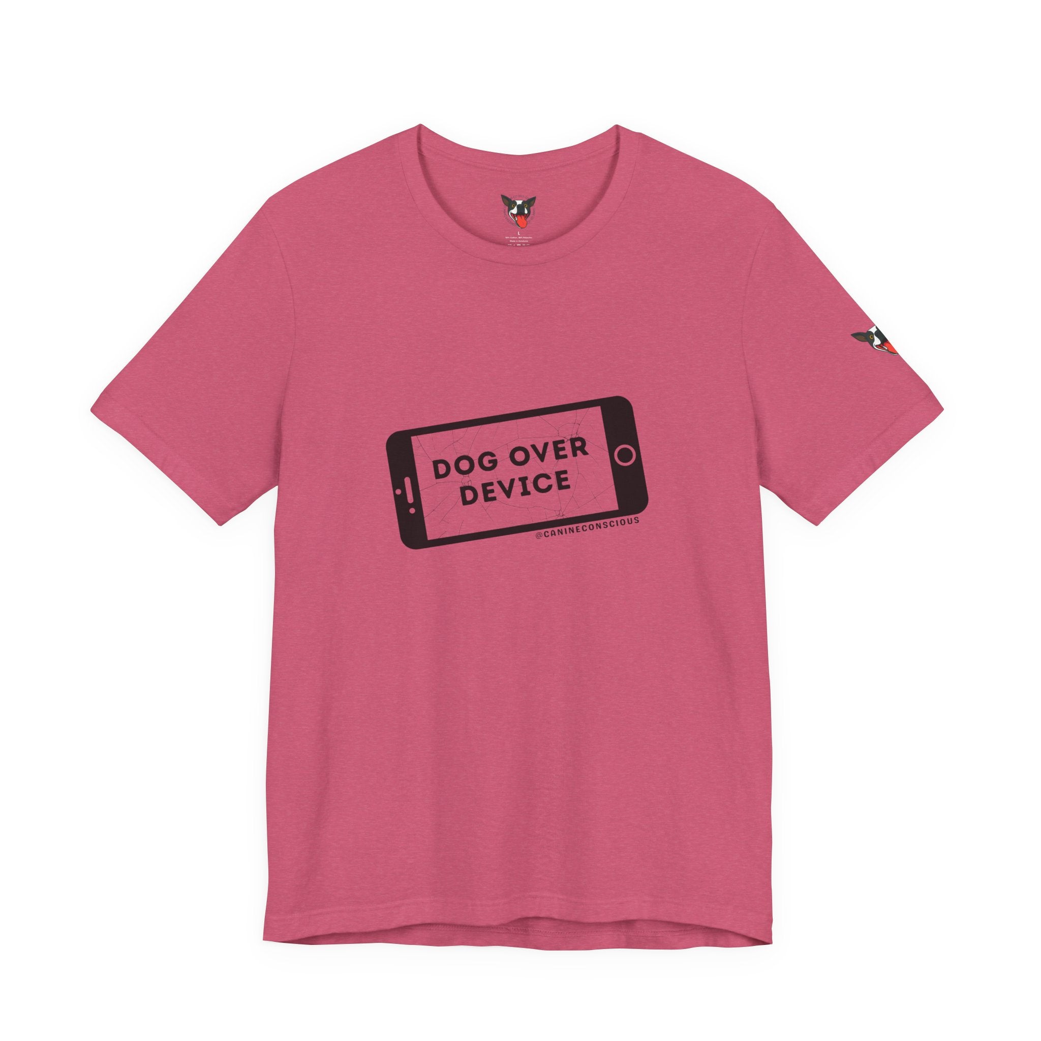 Dog Over Device Tee, Motivational Short Sleeve Shirt, Dog Lover Merchandise, Casual Everyday Wear, Animal Advocacy Apparel